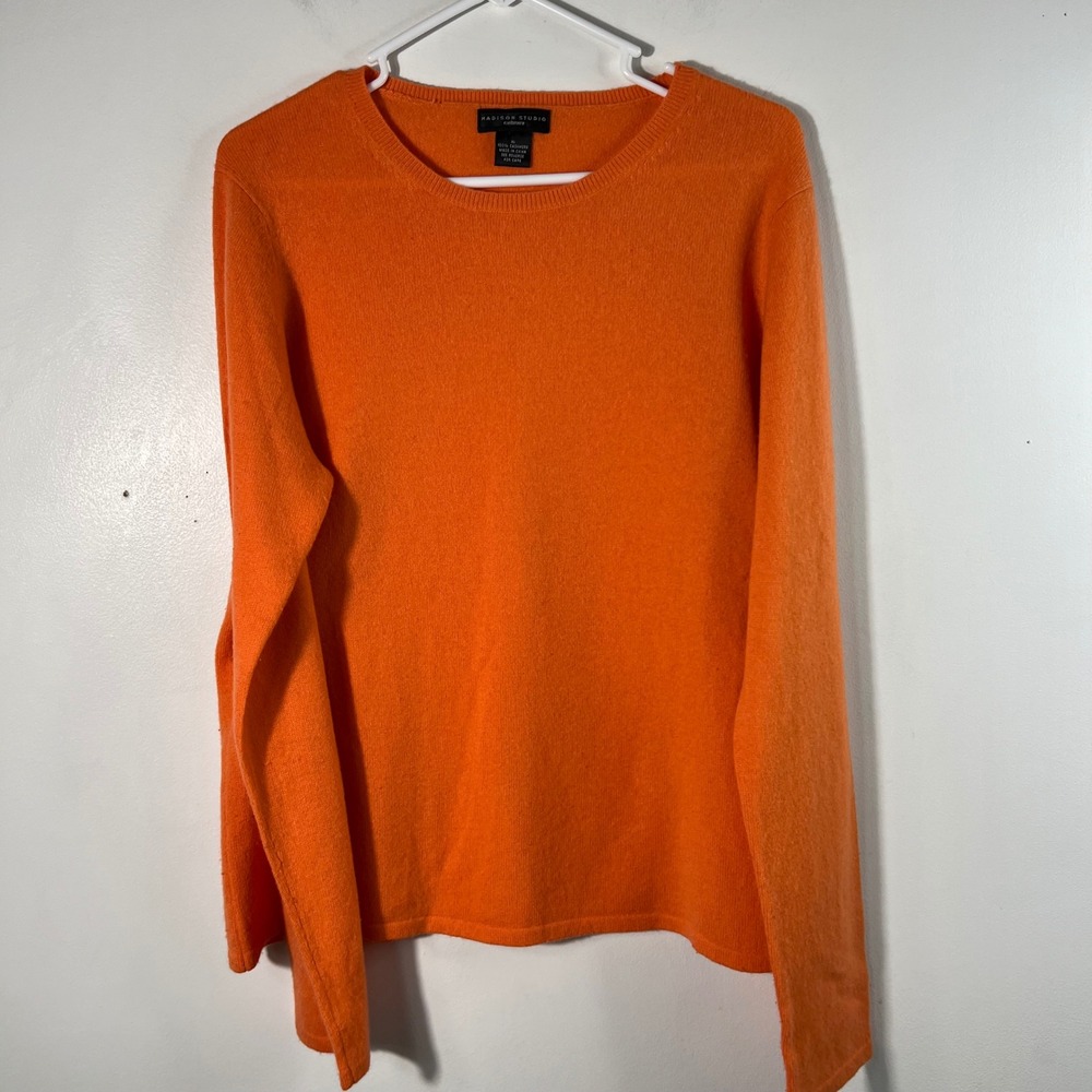 Madison Studio Cashmere Sweater Womens XL Orange Crew Neck Long Sleeve Pullover